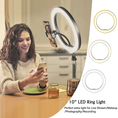 10 Inch 26Cm Led Ring Light Photography Fill Lighting with Tripod Stand Holder Usb Charge Selfie Led Lamp for Streaming Video